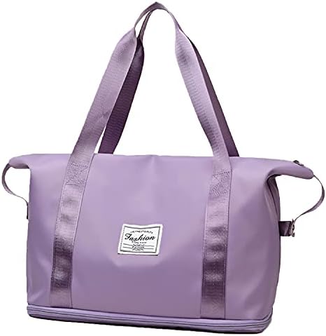 Duffle Bag, Travel Bag, Dry and Wet Separated Pocket Expandable Travel Duffel Bags, Weekender Carry On For Women, Sports Tote Gym Bag, Workout Duffel Bag, Overnight Shoulder Bag (Purple) 1 Duffle Bag, Travel Bag, Dry and Wet Separated Pocket Expandable Travel Duffel Bags, Weekender Carry On For Women, Sports Tote Gym Bag, Workout Duffel Bag, Overnight Shoulder Bag (Purple)