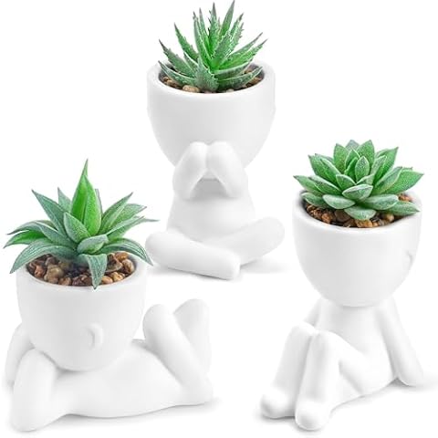 Der Rose 3 Pack Fake Plants Artificial Succulents Plants for Room Bathroom Home Office Desk Accessories Decor Cover