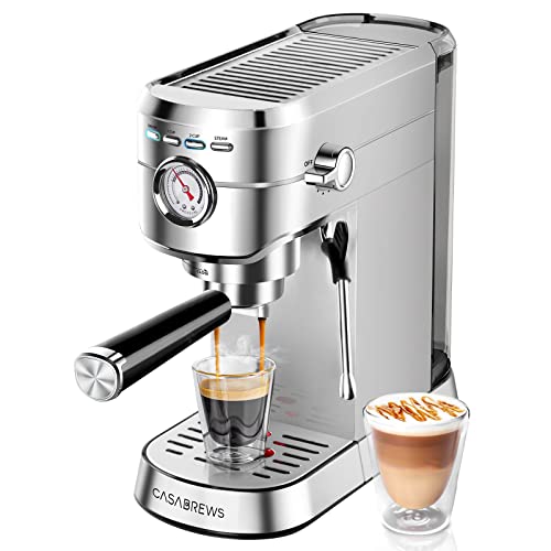 Crazy Deals Espresso Machine 20 Bar Coffee Maker with Milk Frother Wand, 1350W Fast Heating 34oz Removable Water Tank Espresso Coffee Machine for Cappuccino, Latte, Macchiato for Home Barista, Stainless Steel