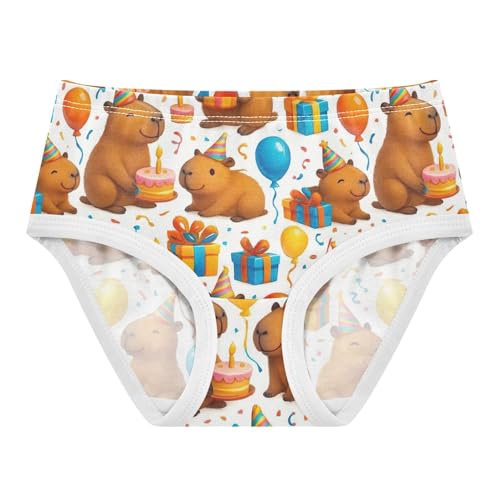 Joisal Cotton Toddlers Underwear Floral Cute Capybaras Party White Cute Panties Girl Pattern Kids Briefs Undies 2t