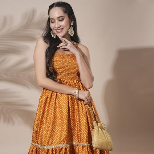 Image of Globus Women Ethnic Dress (GS569592 Yellow S)