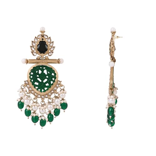 Image of I Jewels Traditional Kundan & Pearl Style Dangle Earrings For Women