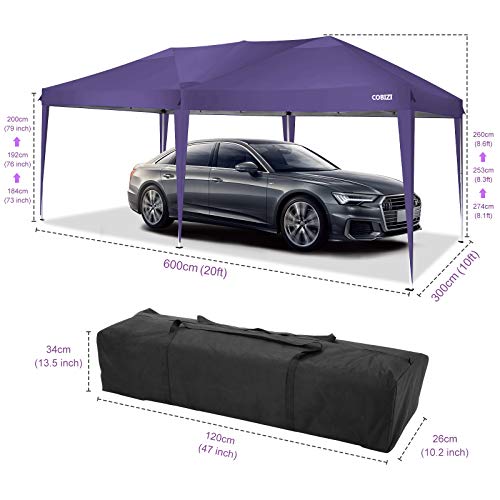 Image of COBIZI 10x20 Pop Up Canopy Tent with Sidewall,Outdoor Canopy,Night Purple