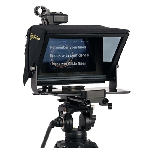 Glide Gear TMP 500 Teleprompter – DSLR, Tablet, Smartphone – 12" Glass, 15mm Rails, Hard Case, No Assembly