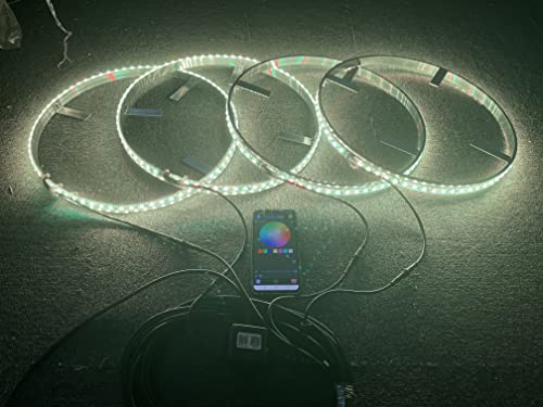 Sando Tech 15.5'' Rgb Ip68 Waterproof Wheel Light Kit Braking Functionand Strobe Led Wheel Ring Lights Tire Lights Brightest 300Leds Multiple Colors Super Bright Blue-Tooth App Controlled #TOP7