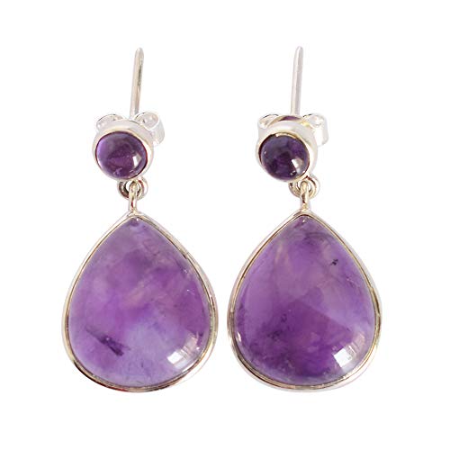 Boucles d'oreilles améthyste anti-allergie en argent 925 pour oreilles sensibles