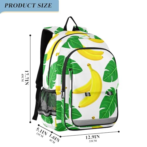 DOMIKING Banana Leaves White Kids Backpack for Girls Boys School Backpack for Preschool Elementary Middle School Laptop Backpacks Bookbag for Toddler Travel Women Men2