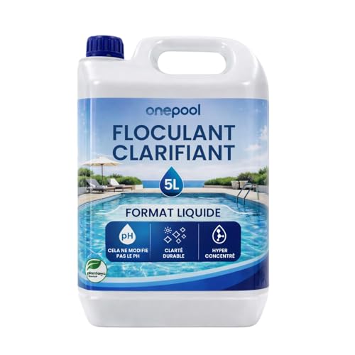 Onepool Floculant Piscine 5L | Floculant pour Piscine Concentré | Clarifiant Eau Trouble Piscine | sans Métaux Lourds | Compatible Tous Filtres | Traitement Eau Piscine