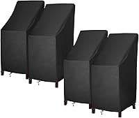 Vista 9 de Fundas para sillas de patio, respaldo alto, impermeables, 600D resistentes al agua, fundas para sillas de taburete de bar para 4 a 6 sillas