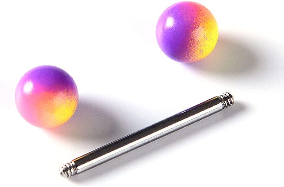 Tanyoyo 14G 18 Pcs Colorful Ball Tongue Rings Stainless Steel Barbell Tongue Straight Ring Retainer Nipple Ring Bar Length 16mm For Women Men - Image 5