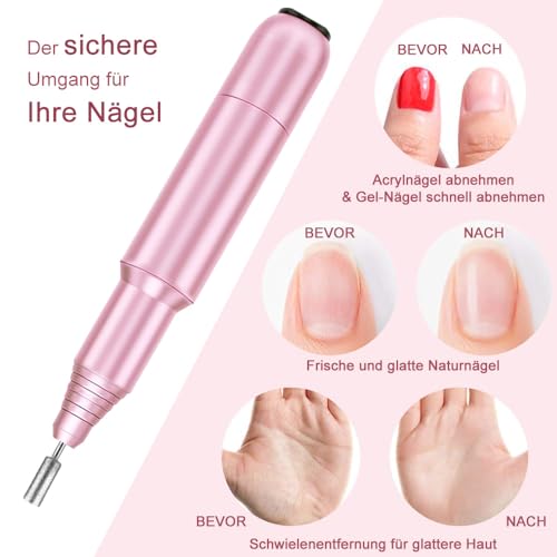 FOLAI Elektrische Nagelfräser, Maniküre Pediküre Set Nagelfeile Elektrisch, Profi Nagelfräser für Gelnägel, Acryl Gelnägel, Kallus Entfernen,Nagelhaut Shellac Nagel, Geschenke für Frauen, Mama