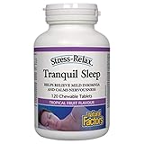 Stress-Relax Chewable Tranquil Sleep by Natural Factors, Sleep Aid with Suntheanine L-Theanine, 5-HTP, Melatonin, Tropical Fruit Flavor, 60 Tablets (30 Servings)