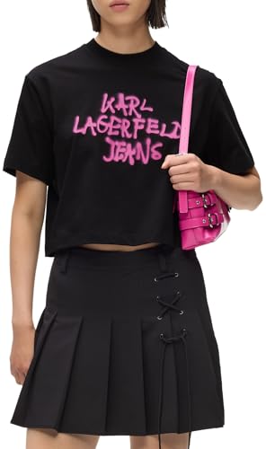 Karl Lagerfeld Jeans, Camiseta de Graffiti de Corte Regular para Mujer, Corte Regular, Negro, M, Negro, M