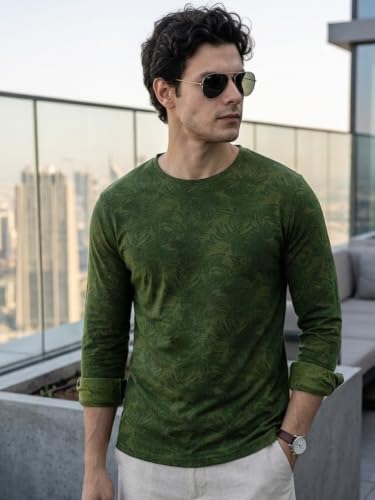 Image of Urbano Fashion Men's Printed Full Sleeve Slim Fit Cotton T-Shirt
