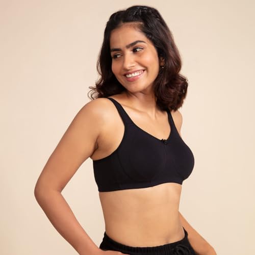 Image of NYKD (NYB169 Cotton Anti Microbial Non Padded & Non Wired Side Support Shaper Bra for Women | Full Coverage Bra with Detailed Contoured Lift & Shape with Wide Straps (Pack of 2)