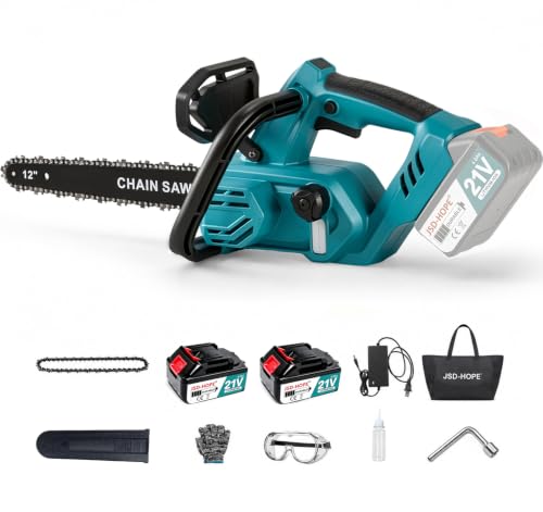 Image of 12 inch Electric Chainsaw Cordless, Battery Powered Saw with 2x4.0Ah Batteries