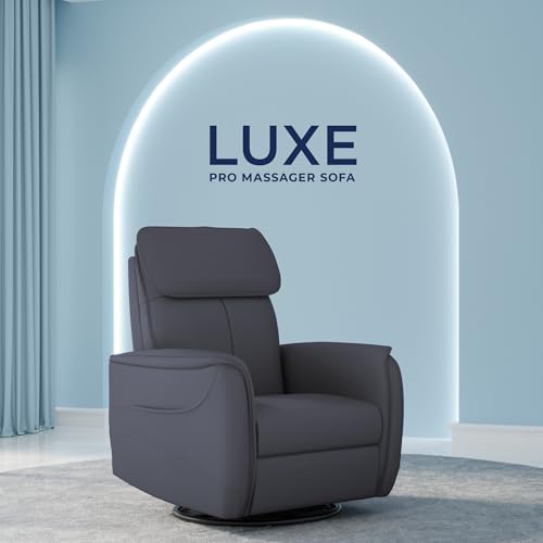 Image of The Sleep Company Luxe Pro Massager Motorised Recliner Sofa| Deep Kneading Rollers| Zero-Gravity Motorized Recline | Revolve Upto 270⁰ | Leatherette Upholstery | Grey | Free Installation
