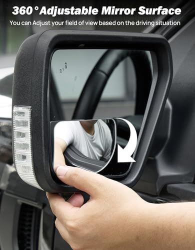 JOYTUTUS XLarge Blind Spot Mirror 2 Pack 3.7‘’×2.5‘’ HD Frameless Convex Glass for Wide Angle View and Safer Lane Changing Compatible with SUVs Trucks RVs Easy Stick On & Long Lasting Durability - 2