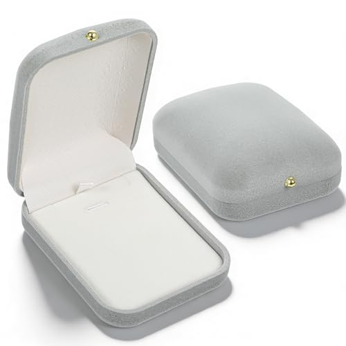 DOPENSPI Schmuckschachtel 9.5x7.5x3.7cm Samt Schmuck Geschenkbox Schmuckbox Klein Halskette Box für Hochzeit Geburtstag Valentinstag