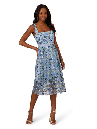 Adrianna Papell Women's Floral Embroidery Midi Dress