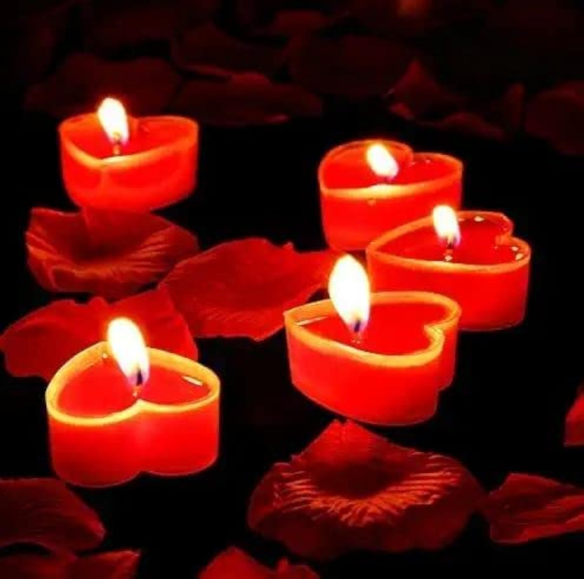 Red Heart Shape Candle 40 Pcs Unscented Smokeless for Wedding & Party
