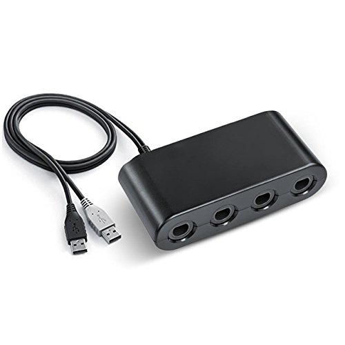 Evolution of Eden 4 Port Controller Adapter Compatible with GameCube, Nintendo Switch, Wii U and PC - USB Connection Converter for Multiplayer Games - Black