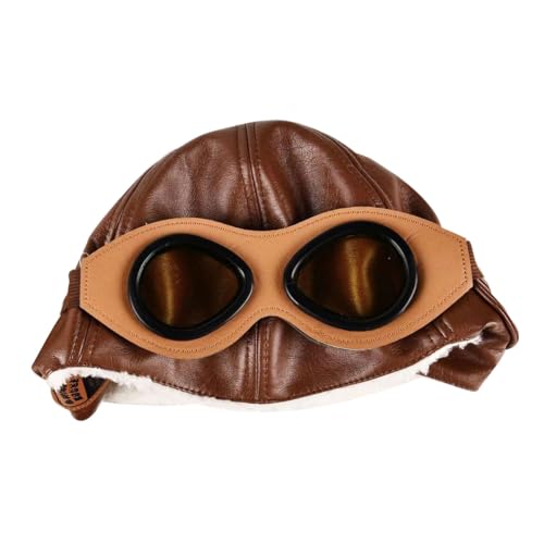 FZBNSRKO Plush Leather Cap with Pilot,Fleece Warm Hat with Goggles,Pilot Warm Hat with Earmuffs for Kids Toddlers3