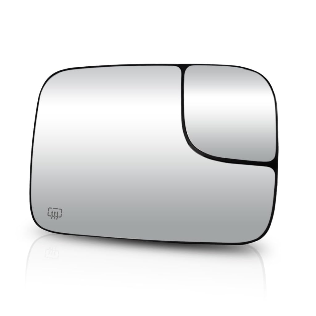 For Dodge Ram 2500/3500 2003 2004 Mirror Glass Passenger Side Heated All Cab Types w/Towing Package w/Backing Plate Flat Glass Type Full Size Replacement For 5086218AA CH1325120