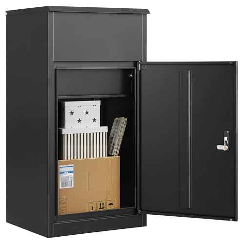 SISESOL Large Package Delivery Box for Outside with Combination Lock,Parcel Drop Boxes with Secure Storage, Anti-Theft Steel Parcel Box, Package Drop Box for Porch, Fence, Curbside (33.5