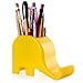 COOLBROS Pen Pencil Holder with Phone Stand, Elephant Shaped Pen Container Cell Phone Stand Carving Brush Scissor Holder Desk Organizer Decoration for Office Desk Home Decorative (yellow)
