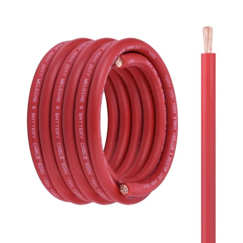 Image of 1 /0 Battery Cable, 25FT Red 1 /0 Wire, 1 /0 Welding Cable for Automotive, Marine and Solar