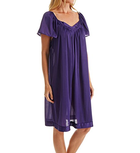 Image of Exquisite Form 30109 Women's Nylon Tricot Flutter Sleeve Short Knee Length Nightgown