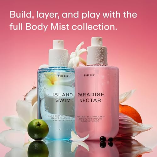Image of PHLUR Paradise Nectar Body Mist, 3 Fl Oz - Hair and Body Perfume, Tropical Floral Body Spray Fresh Fragrance with Black Currant, Mandarin, Lotus Flower & Amber Woods