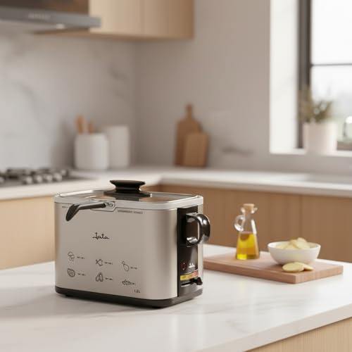 Miniatura 7 de Jata Fr326e Freidora De Aceite De 1,3 Litros, 1000 W, Libre Pfoa, Tapa Con Cristal, Fácil Limpieza, Estructura Metálica Inox, Temperatura Regulable, Recoge Cable