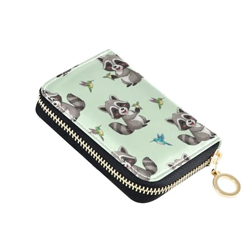 Cute Cartoon Raccoons Wallet for Women Small Credit Card Holder RFID Blocking Funny Zipper Wallet with Coin Pouch