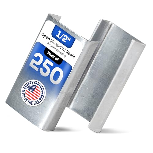Image of IDL Packaging 1 /2 inch Open (Snap-On) Seals for Steel Strapping, Pack of 250 - USA-Made Sturdy Metal Clips for Securing Heavy Packaging and Pallet Banding - Superior Holding Power for Steel Banding Jobs