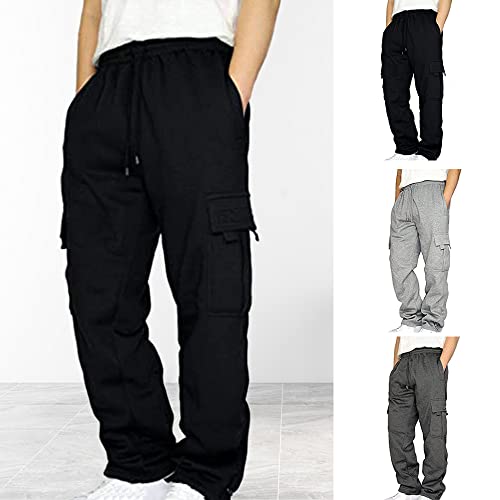 Moletom Cargo Masculino com Bolsos Calças Casuais Soltas para Primavera Verão