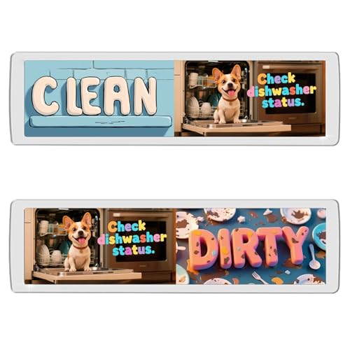 Dishwasher Magnet Clean Dirty Sign - Magnetic Signs for Dishwasher & Laundry Machines Printed Funny Dog with Strong Magnetic & Adhesive Backing for Any Kitchen,Apartment Essentials Accessories.