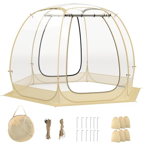HOMASIS Transparentes Pop up Zelt im Freien, faltbares Kuppelzelt für...