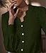 LUXVEER Lace Tops for Women Dressy Casual Blouses Puff Long Sleeve V Neck Button Down Business Work Shirts Deep Green S