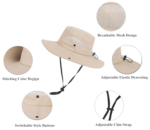 Kids-Sun-Hat with Wide-Brim UV-Protection for Boys Summer-Beach-Bucket-Hat Foldable-Safari-Boonie-Cap(for 5-9Years)4