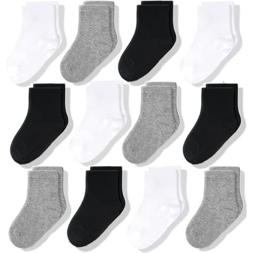 Image of CozyWay Baby & Toddler Socks Crew Comfy Cotton Socks For Girls and Boys Babies Soft & Breathable Infant - 12 Pack