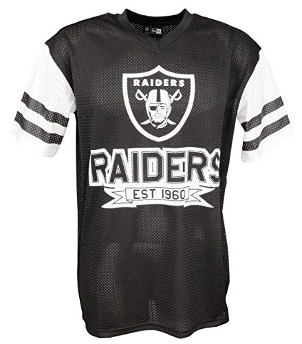 New Era NFL Camiseta de fútbol americano, diseño de New England Patriots, Seahawks, Steelers, Packers, Raiders, Cowboys, Cardinals, Eagles, Giants, Falcons, Raiders-Contrast-Black, medium