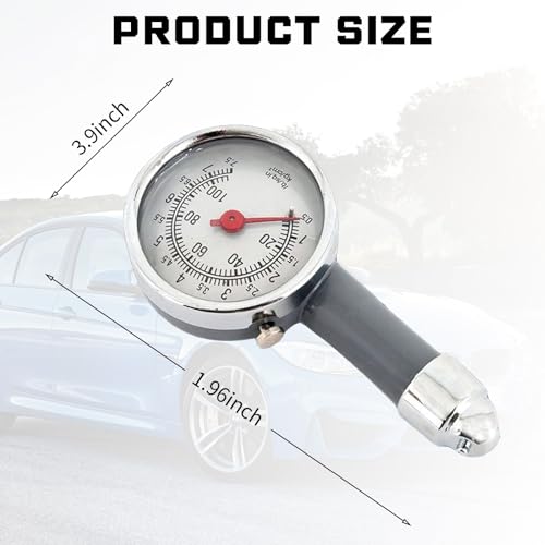 Image of 1 PC Car Tire Pressure Gauge, 28-35 lbs Alloy Portable Mechanical High-Precision Deflated Multi-Functional Tire Pressure Gauge, Detection Accessories, for Cars, Bicycles, Motorcycles (Silver)