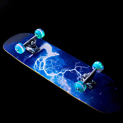 Complete Skateboards for Kids Adults, 31" x 8" Standard Skate board with Colorful Flashing Wheels for Beginners Boys Girls age 7+, 9 Layer Canadian Maple deck Pro Longboard Skateboards with Repair Kit - Thumbnail 4