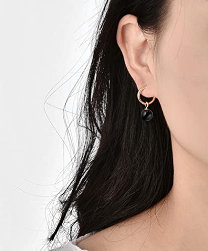 Image of 14K Gold /White Gold Plated Minimalist Pearl Hoop Earrings,Huggies Dangle Earrings Jewelry