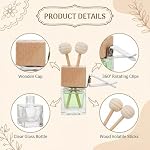 WRINGKIT 20 Pack Car Diffuser Bottles Empty, Essential Oil Diffuser Bottle with Vent Clip, Clear Glass Perfume Bottle, Wooden Cap Aromatherapy Car Air Freshener Diffuser for Auto Fragrance, Cars Decor