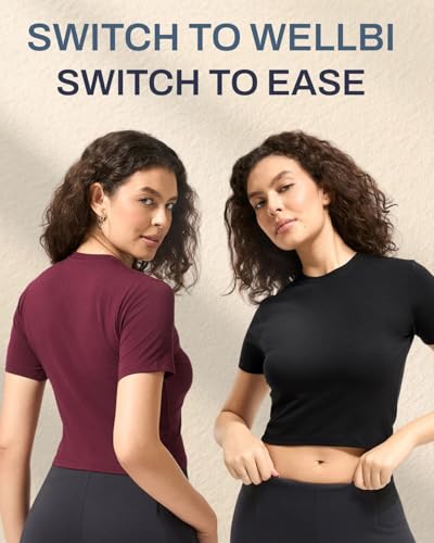 Image of Wellbi Women's Bamboo Crop Top, Soft & Breathable Moisture-Wicking Fabric, Stretchy Eco-Friendly Crop Top for Girls, Lightweight Comfortable Top, Yoga, Gym & Casual Use