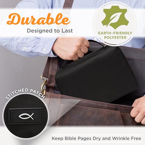 Image of Fish Fabric Medium Black Bible Cover