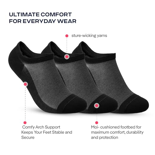 COOLMATE 6 Pairs Low Cut No Show Socks for Men, Invisible Casual Ankle Socks with Non-Slip Heel, Moisture-Wicking Cotton3